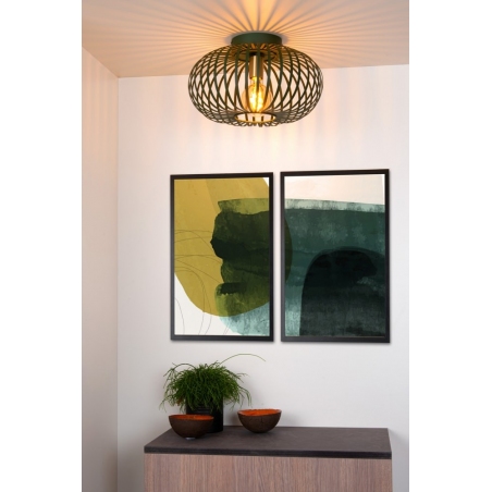 Manuela 40 green round wire ceiling lamp Lucide