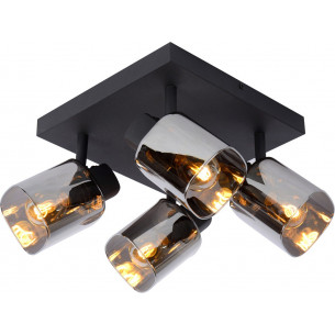 Alion IV smoke glass&black glass ceiling spotlight Lucide