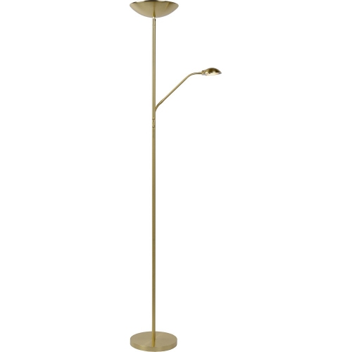 Stylowa Lampa podłogowa z lampką do czytania Zenith LED satynowy mosiądz Lucide do salonu i sypialni