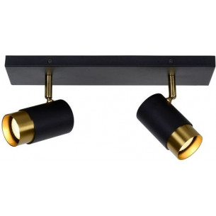 Floris black&satin brass glamour double ceiling lamp Lucide