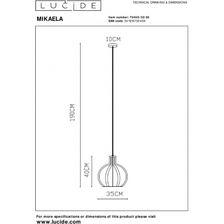 Mikaela 35 black wire ball pendant lamp Lucide