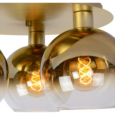 Marius 50 gold&satin brass triple glass ceiling lamp Lucide