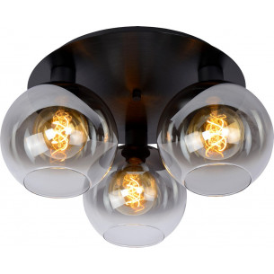 Marius 50 smoke glass&black triple glass ceiling lamp Lucide