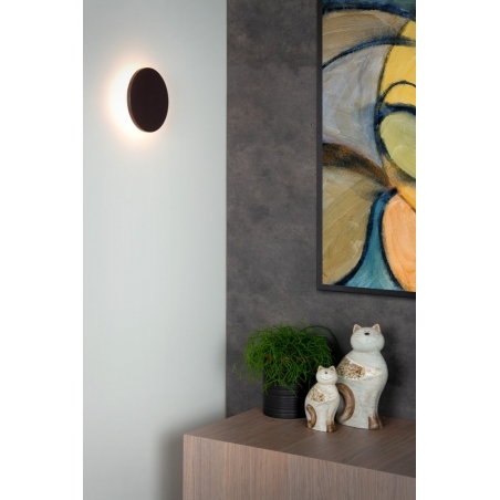 Glimpse LED 14 brown leather round wall lamp Lucide