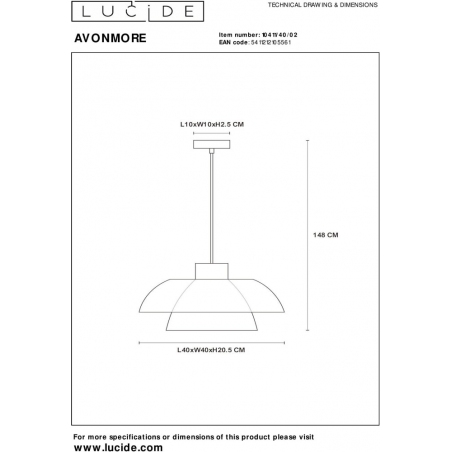 Avonmore 40 gold&smoked glass pendant lamp Lucide