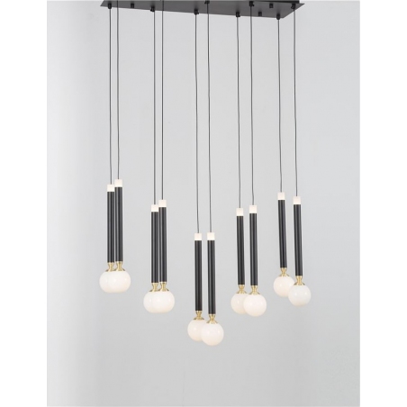 Reya 10 LED black&white glass balls pendant lamp