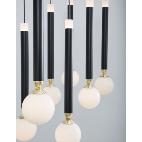 Reya 10 LED black&white glass balls pendant lamp