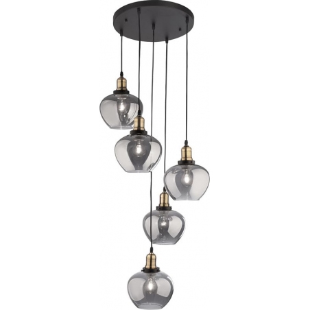Tamigo 50 black glass pendant lamp with 5 lights