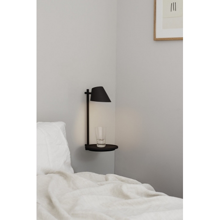 Stylowy Kinkiet z półką Stay LED Czarny DFTP do sypialni i salonu.