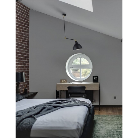 Petto black&brass semi flush ceiling light with adjustable arm