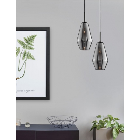 Renne 17 grey&chrome modern glass pendant lamp