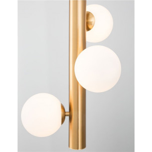 Elegancka Lampa wisząca szklane kule glamour Klein III biało-mosiężna do salonu i jadalni 2