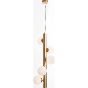 Elegancka Lampa wisząca szklane kule glamour Klein V biało-mosiężna do salonu i jadalni 2