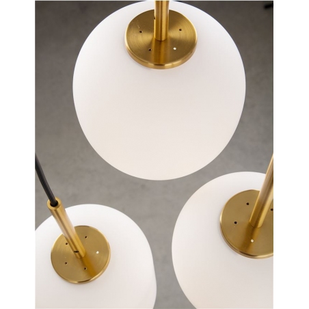 Tamo 30 white&brass glamour glass triple pendant lamp