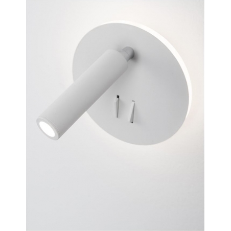 Runda LED white matt round wall lamp with switch