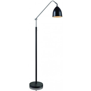 Stylowa Lampa Fredrikshamn z ruchomym ramieniem Floor Czarna Markslojd do czytania.