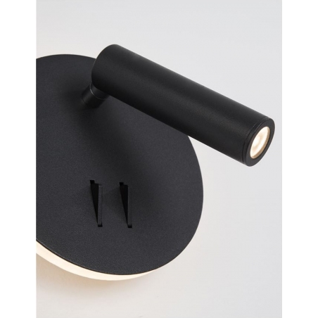 Runda LED black matt round wall lamp with switch