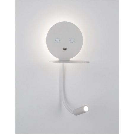 Sticky LED white wall lamp with switch and shelf