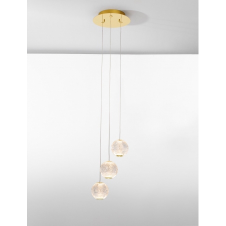 Lampa wisząca szklane kule glamour Jewels LED III przezroczysty/złoty