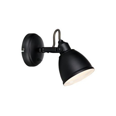 Fjallbacka Black black industrial wall lamp with switch
