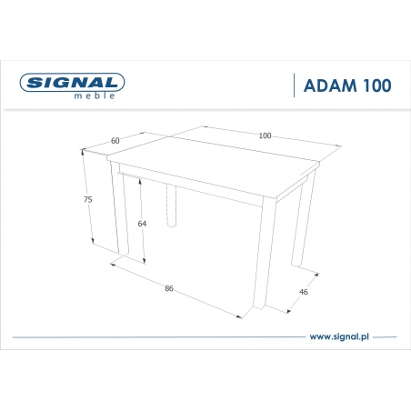 Stół prostokątny Adam 100x60 Dąb lancetot/Antracyt Signal