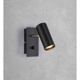 Stylowy kinkiet do sypialni z wyłącznikiem Barcelona Czarny Markslojd do czytania w sypialni. 2