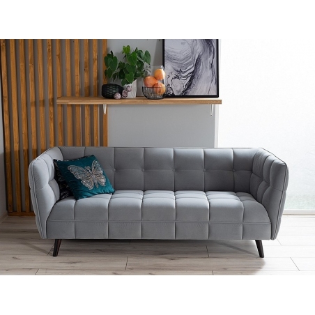 Castello Velvet grey/wenge 3 seater velvet sofa Signal