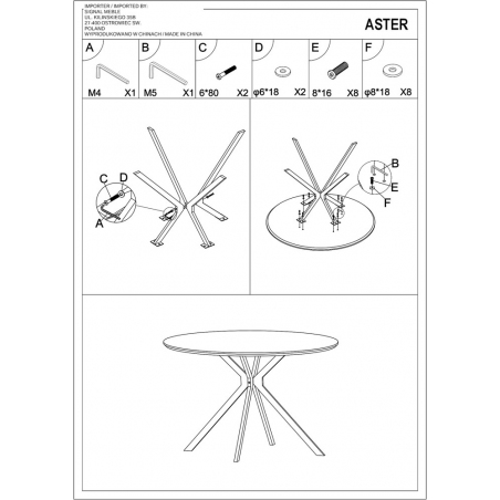 Aster 120 oak&black round industrial dining table Signal