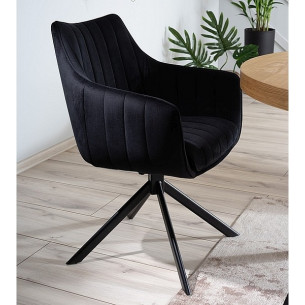 Azalia black velvet swivel armrests chair Signal