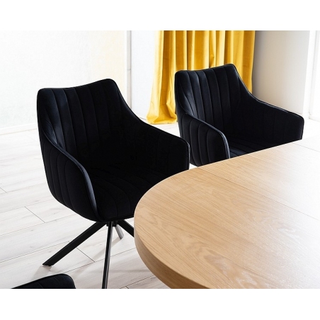 Azalia black velvet swivel armrests chair Signal