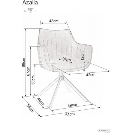 Azalia black velvet swivel armrests chair Signal