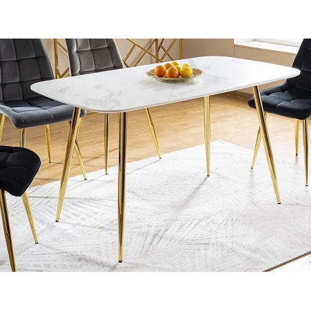 Ceres 140X80 white marble&gold glamour dining table Signal
