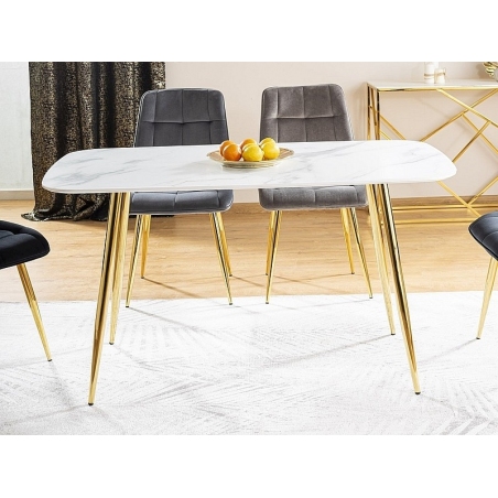 Ceres 140X80 white marble&gold glamour dining table Signal