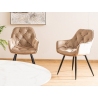 Cherry Velvet beige quilted velvet chair with armrests Signal