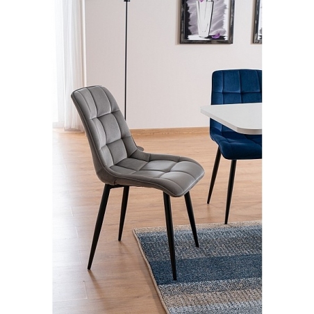 Chic Matt 85 grey&black quilted velvet chair Signal