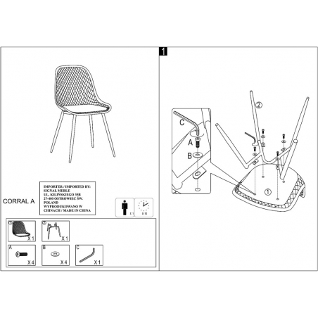 Krzesło ażurowe plastikowe Corral A czarne Signal