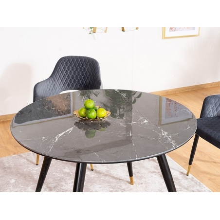Cyryl II 100 black stone effect round glamour table Signal