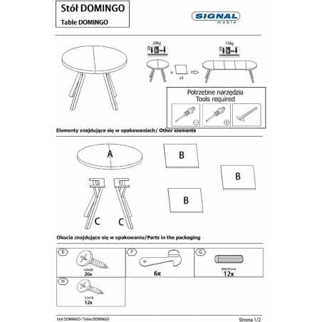 Stół okrągły rozkładany Domingo 100 okleina naturalna dębowa/czarny Signal