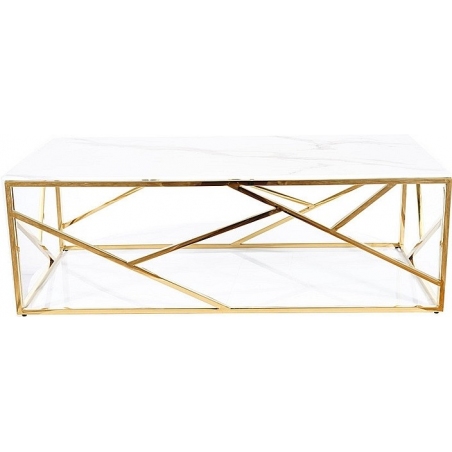 Escada B II 120x60 white marble&gold glamour glass coffee table Signal