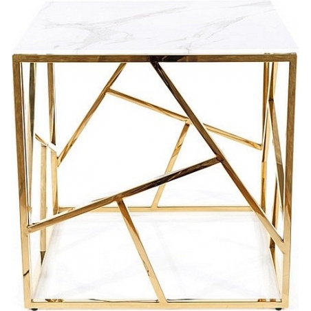 Escada B II 55x55 white marble&gold glamour glass coffee table Signal