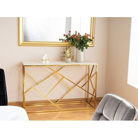 Escada C II 120 white marble&gold glamour console table Signal