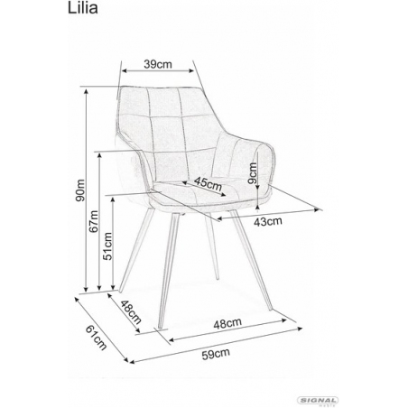Krzesło fotelowe welurowe Lilia Velvet szare Signal