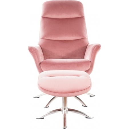 Nixon pink velvet comfy armchair with footrest Signal