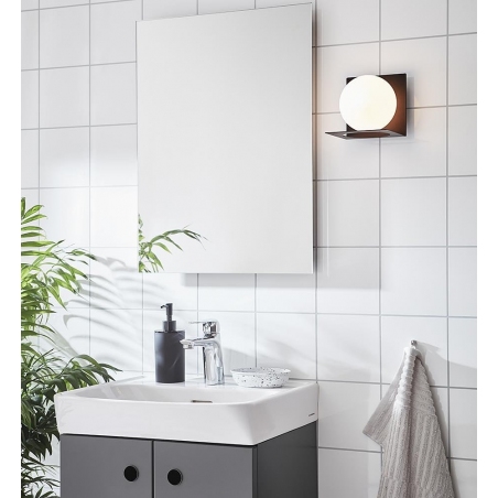 Zenit black glass bathroom wall lamp Markslojd