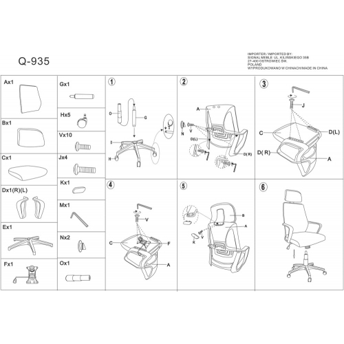 Stylish Q-935 black office chair with headrest Signal