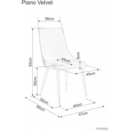 Krzesło welurowe Piano B Matt Velvet szare Signal