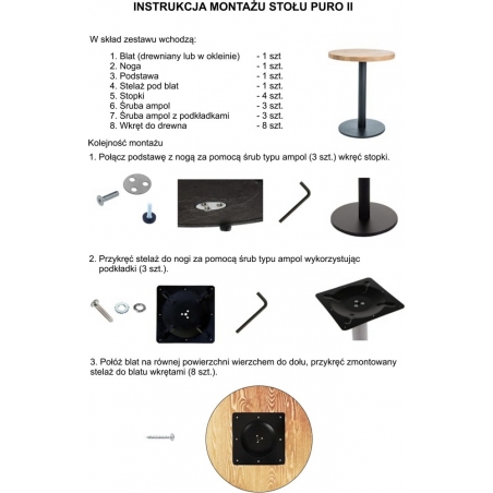 Puro II 60 oak&black round one leg table Signal