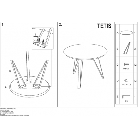 Tetis 100 oak&black round industrial dining table Signal