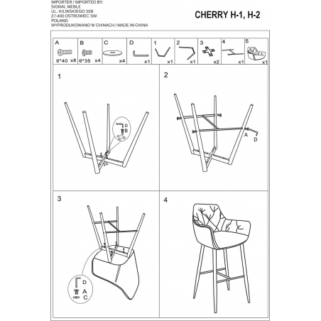Cherry Velvet 66 grey quilted bar chair Signal