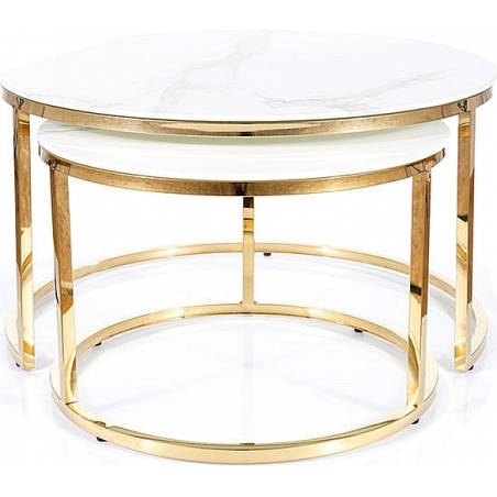 Muse white marble effect&gold set of coffee tables Signal